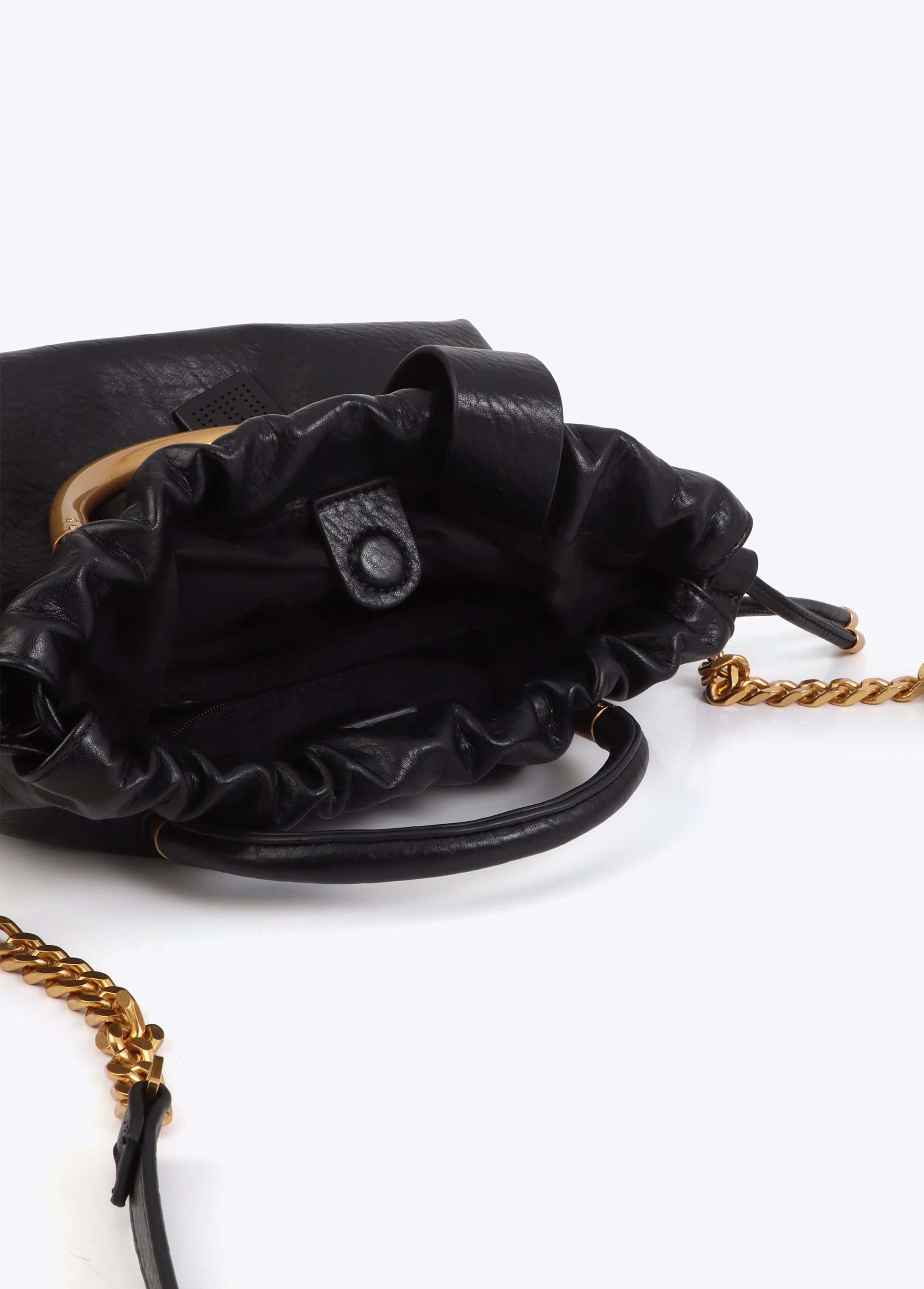 Faux Leather Round Handle Bag
