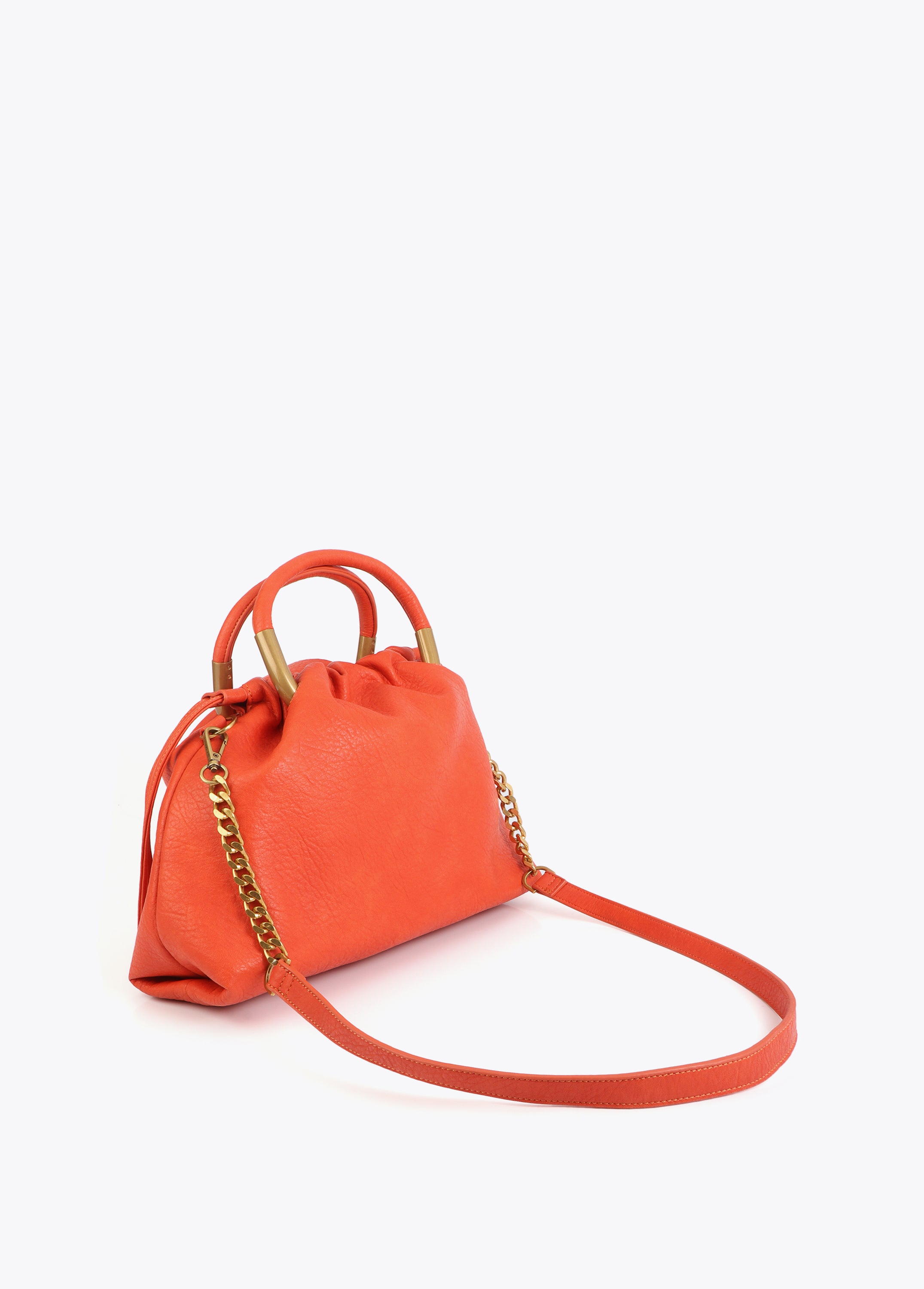 Faux Leather Round Handle Bag