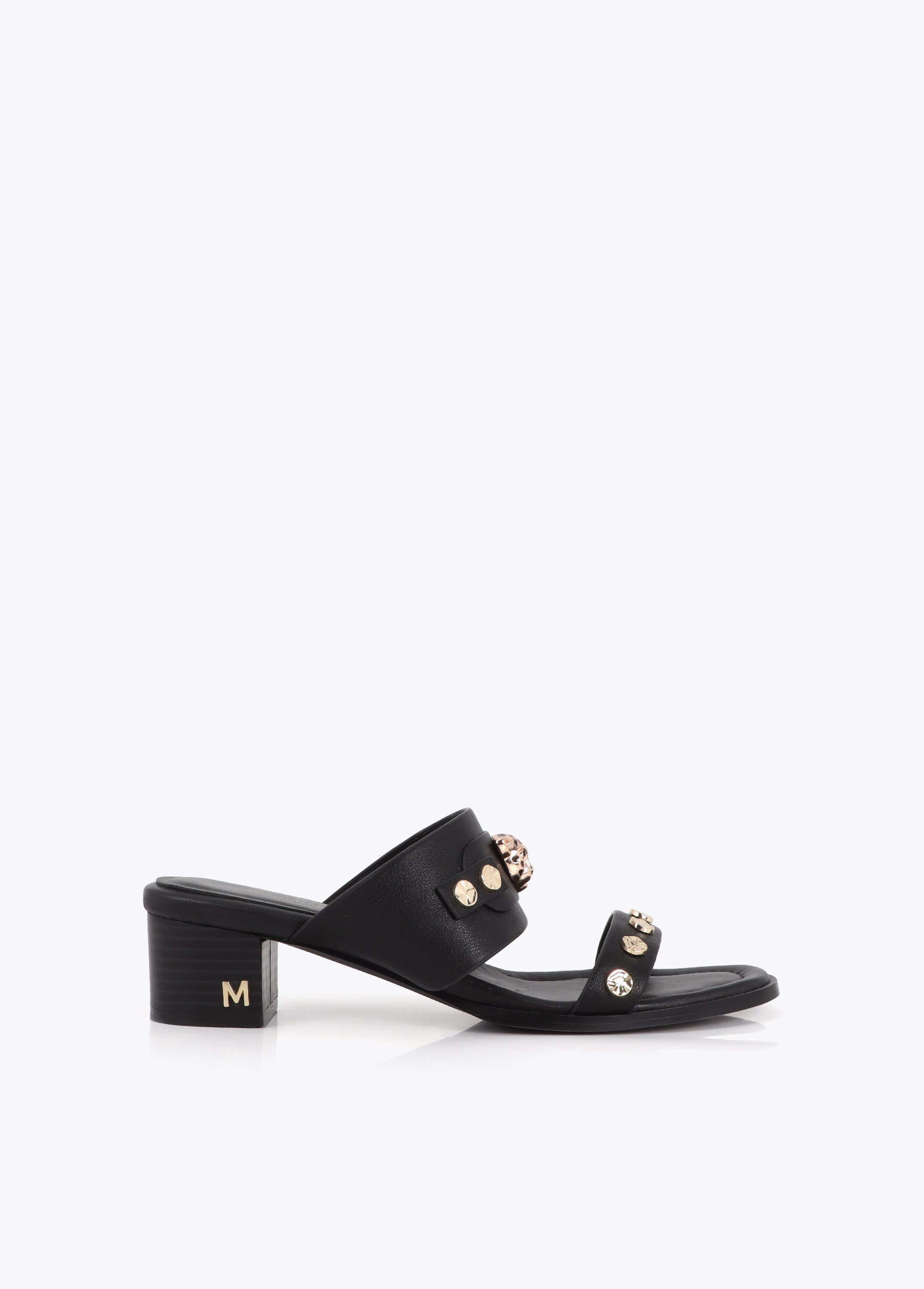 Heel Sandal with Leopard Head and Studs