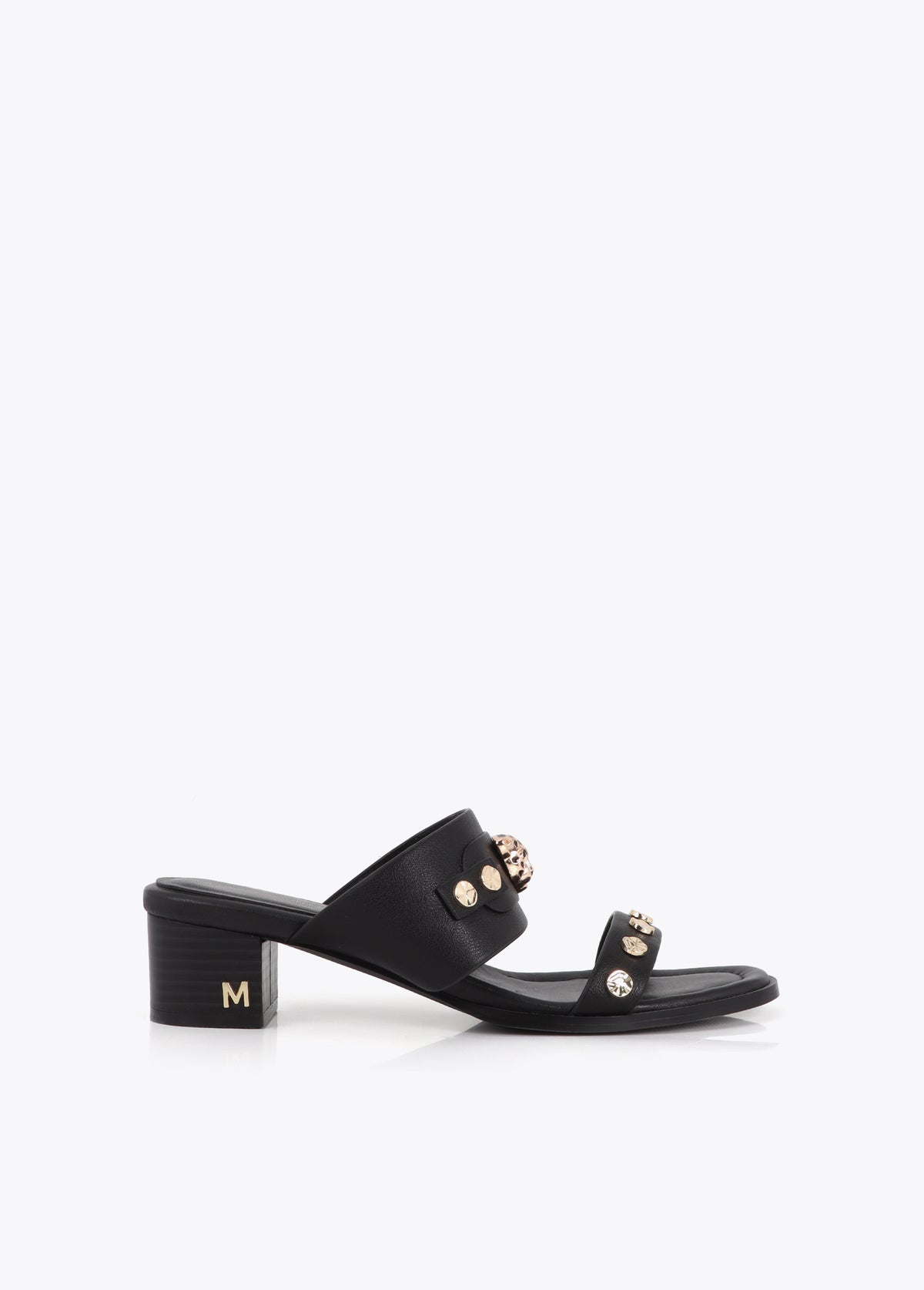 Heel Sandal with Leopard Head and Studs