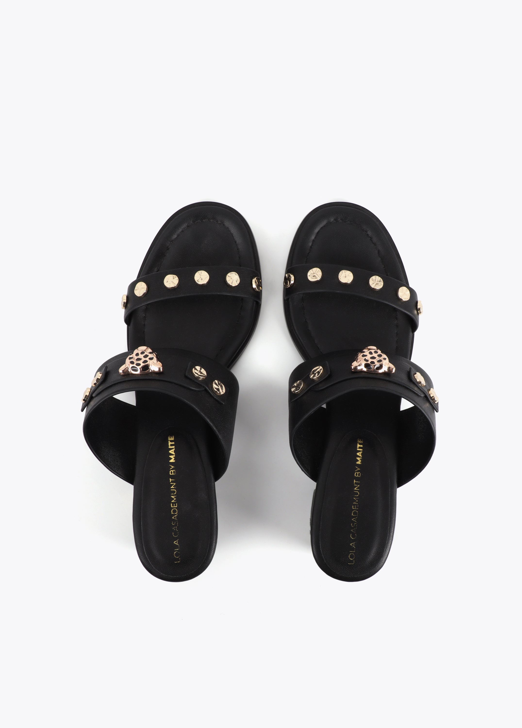Heel Sandal with Leopard Head and Studs