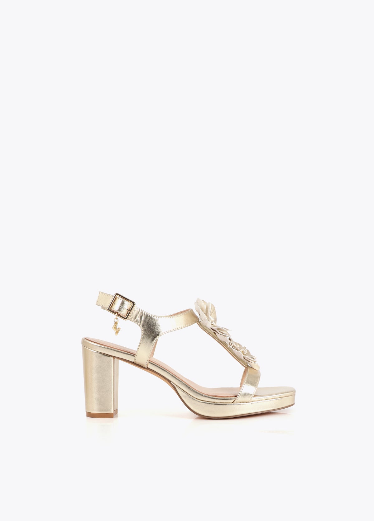 Heeled Sandal with Floral Embellishments