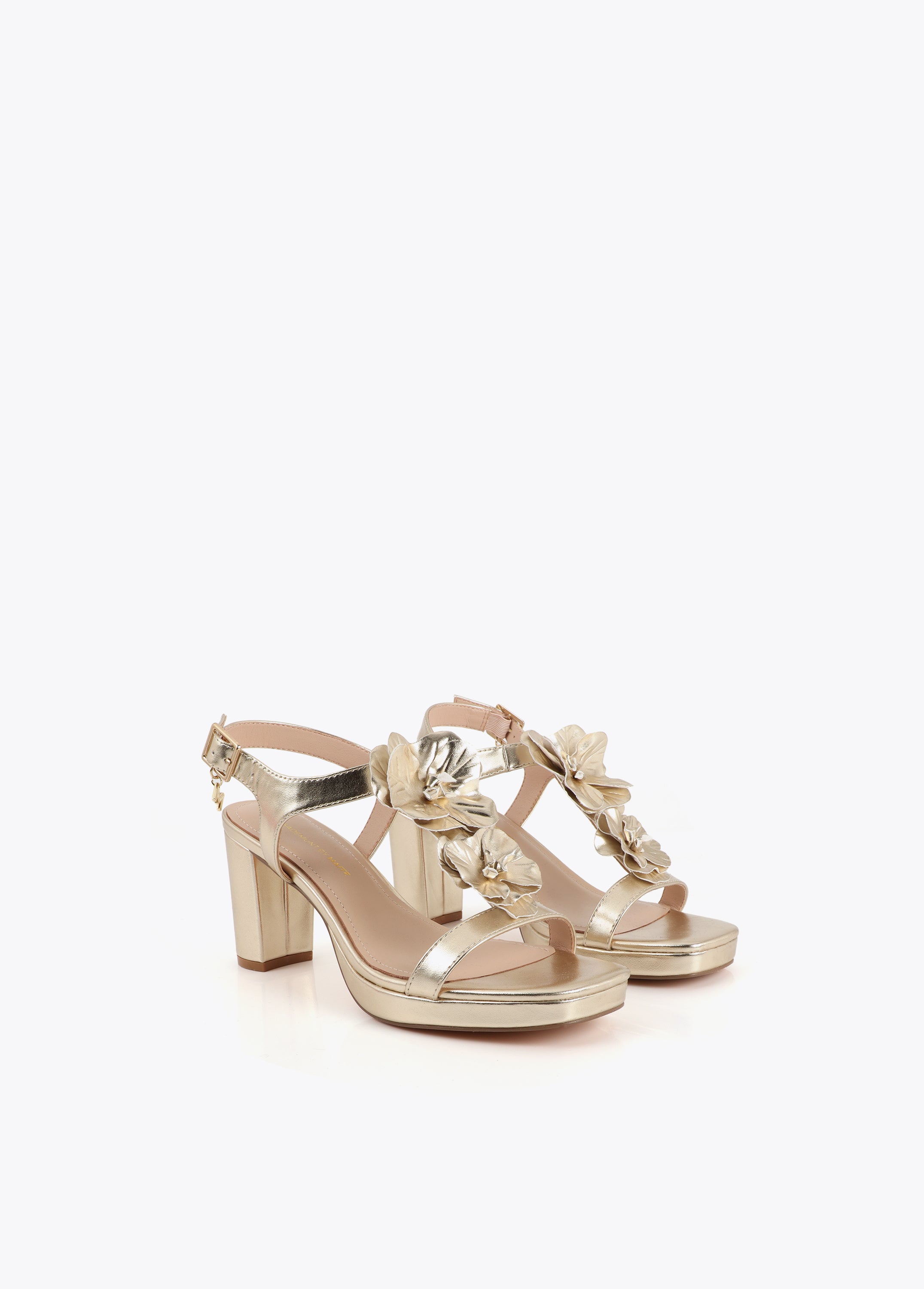 Heeled Sandal with Floral Embellishments