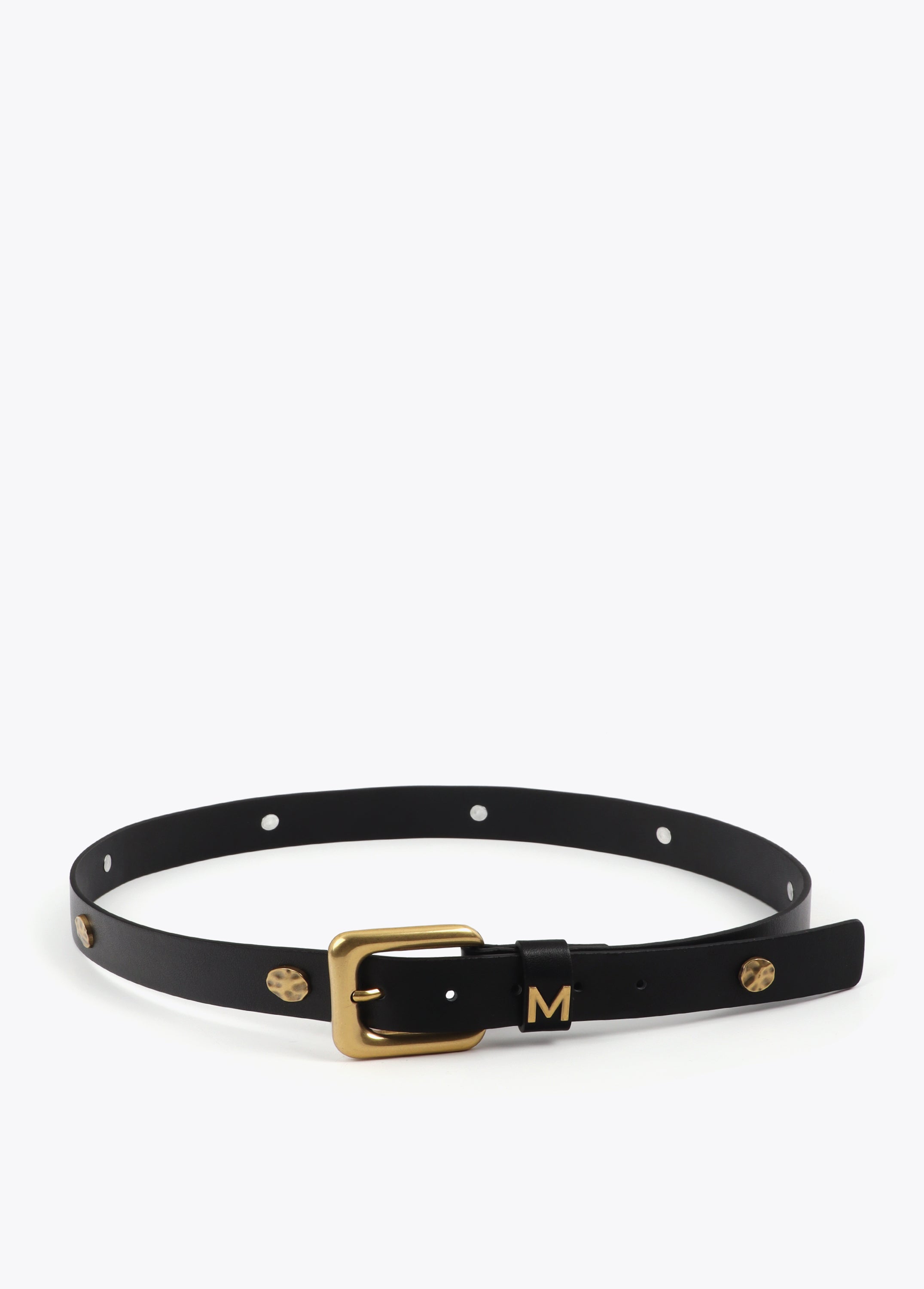 Belt with Square Buckle and Irregular Studs
