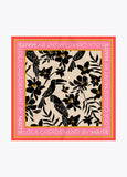 Satin Scarf with Floral and Bird Print
