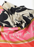 Satin Scarf with Floral and Bird Print