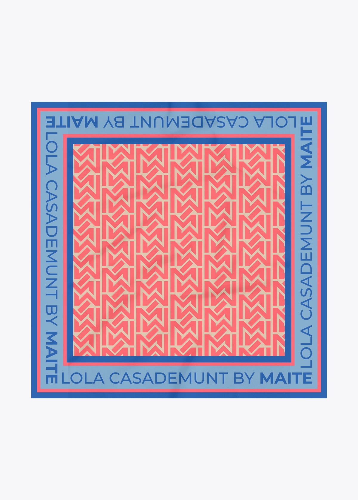 Satin Scarf with Monogram Print