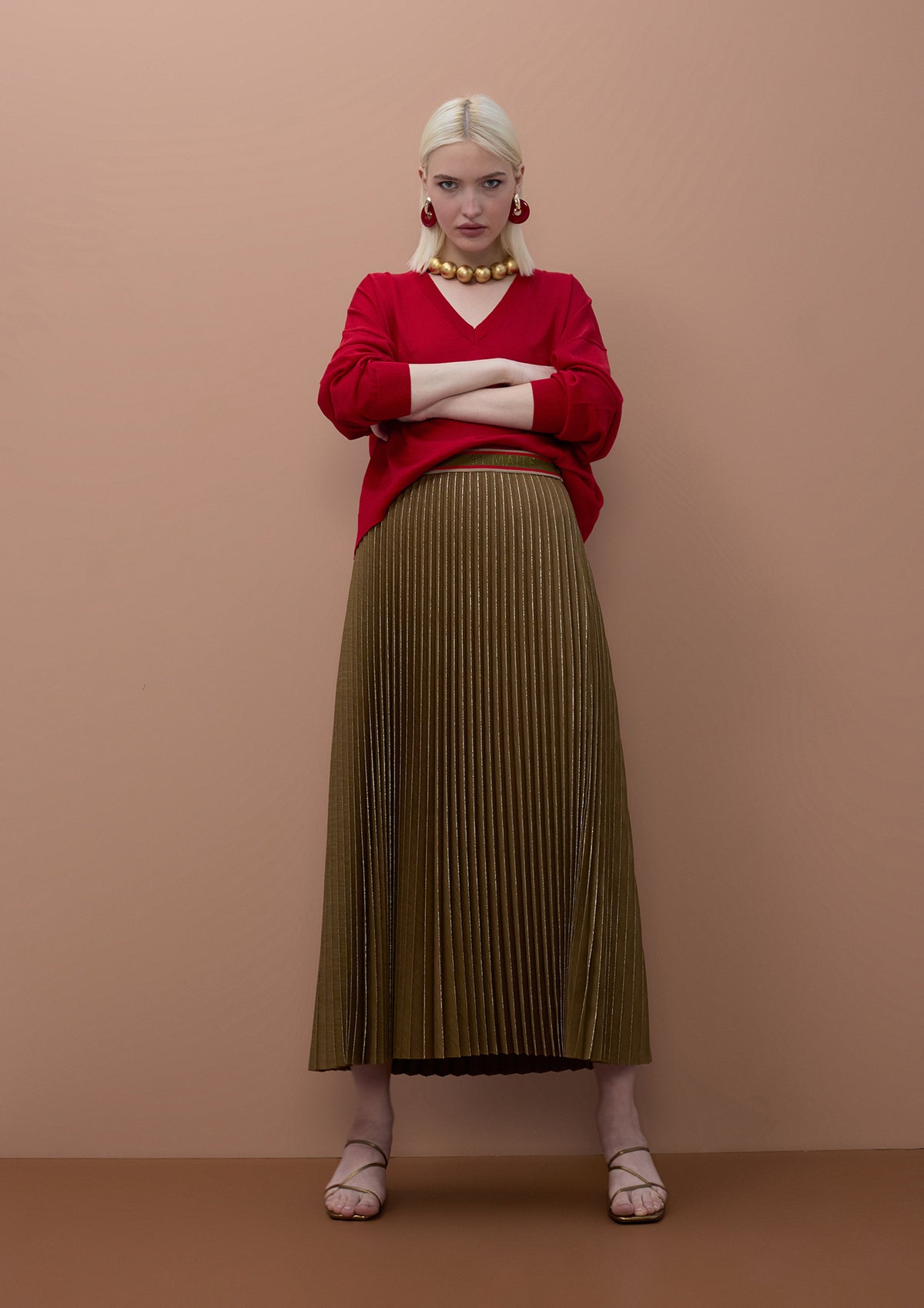 Metallic Pleated Skirt