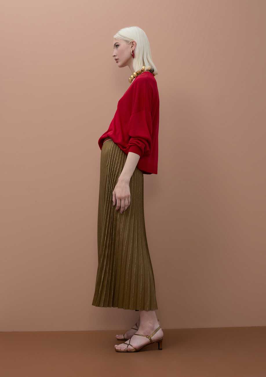 Metallic Pleated Skirt