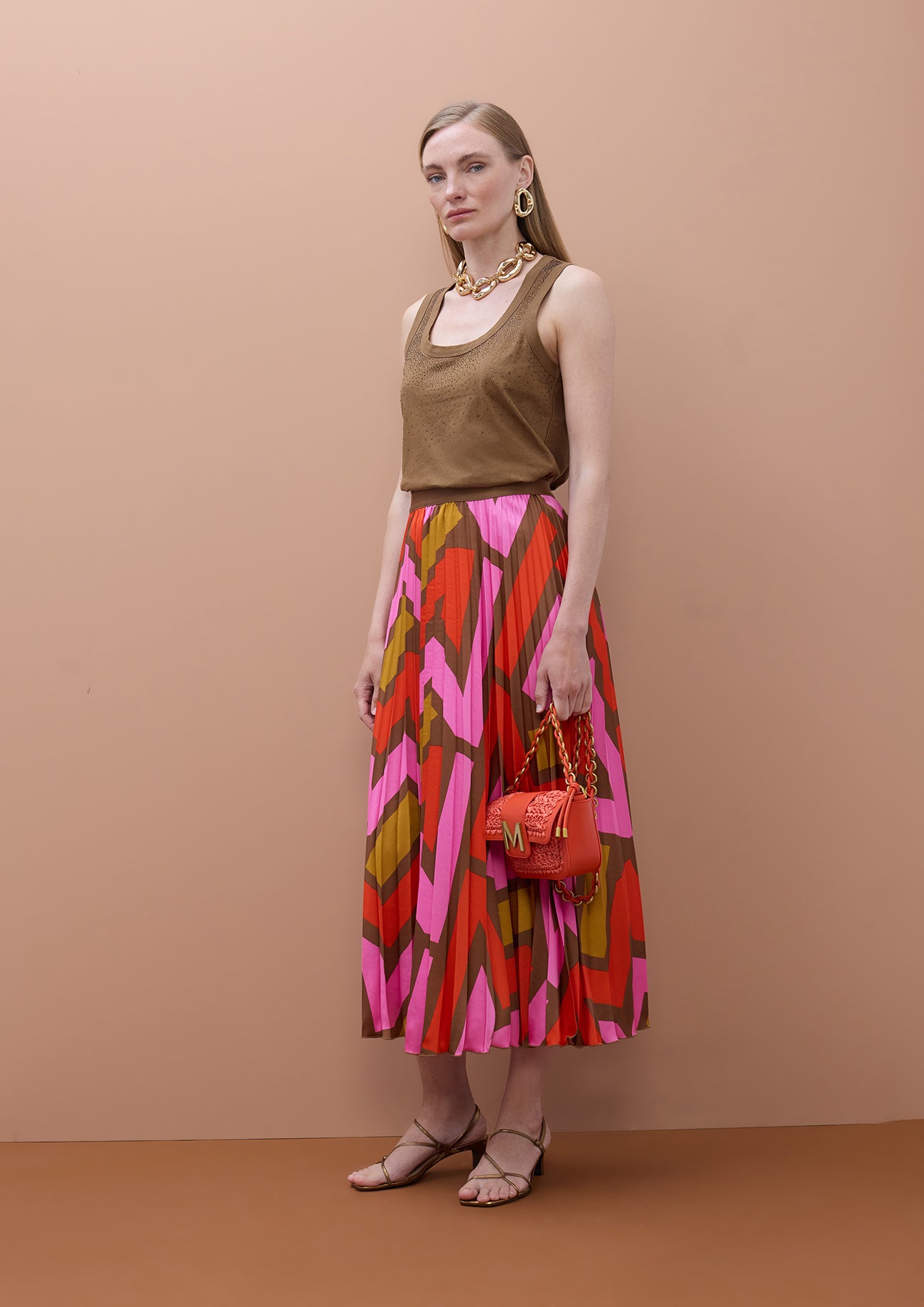 Pleated Skirt with Logo