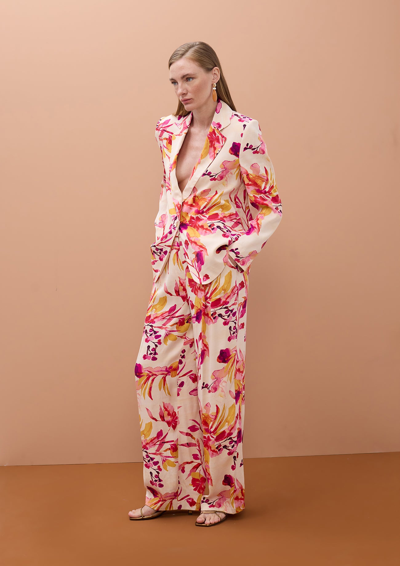 Satin Printed Wideleg Pants