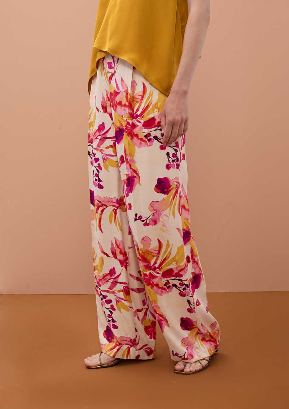 Satin Printed Wideleg Pants