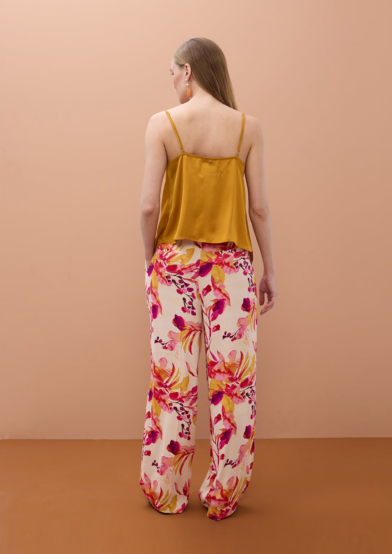 Satin Printed Wideleg Pants
