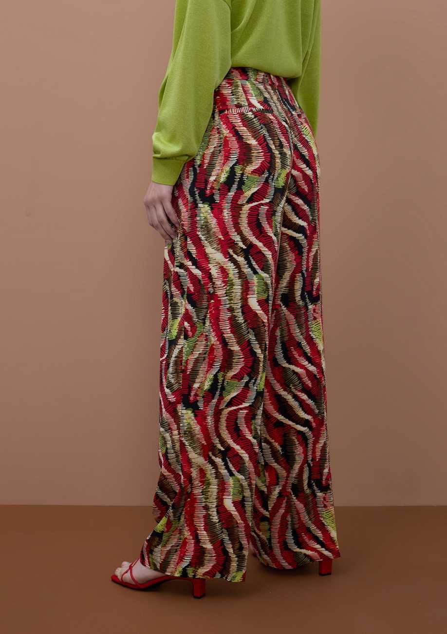 Satin Printed Wideleg Pants