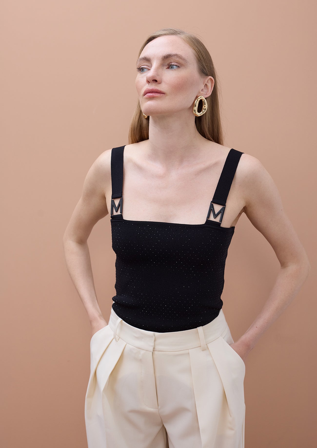 Strap Top with Strass and Buckle