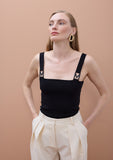 Strap Top with Strass and Buckle
