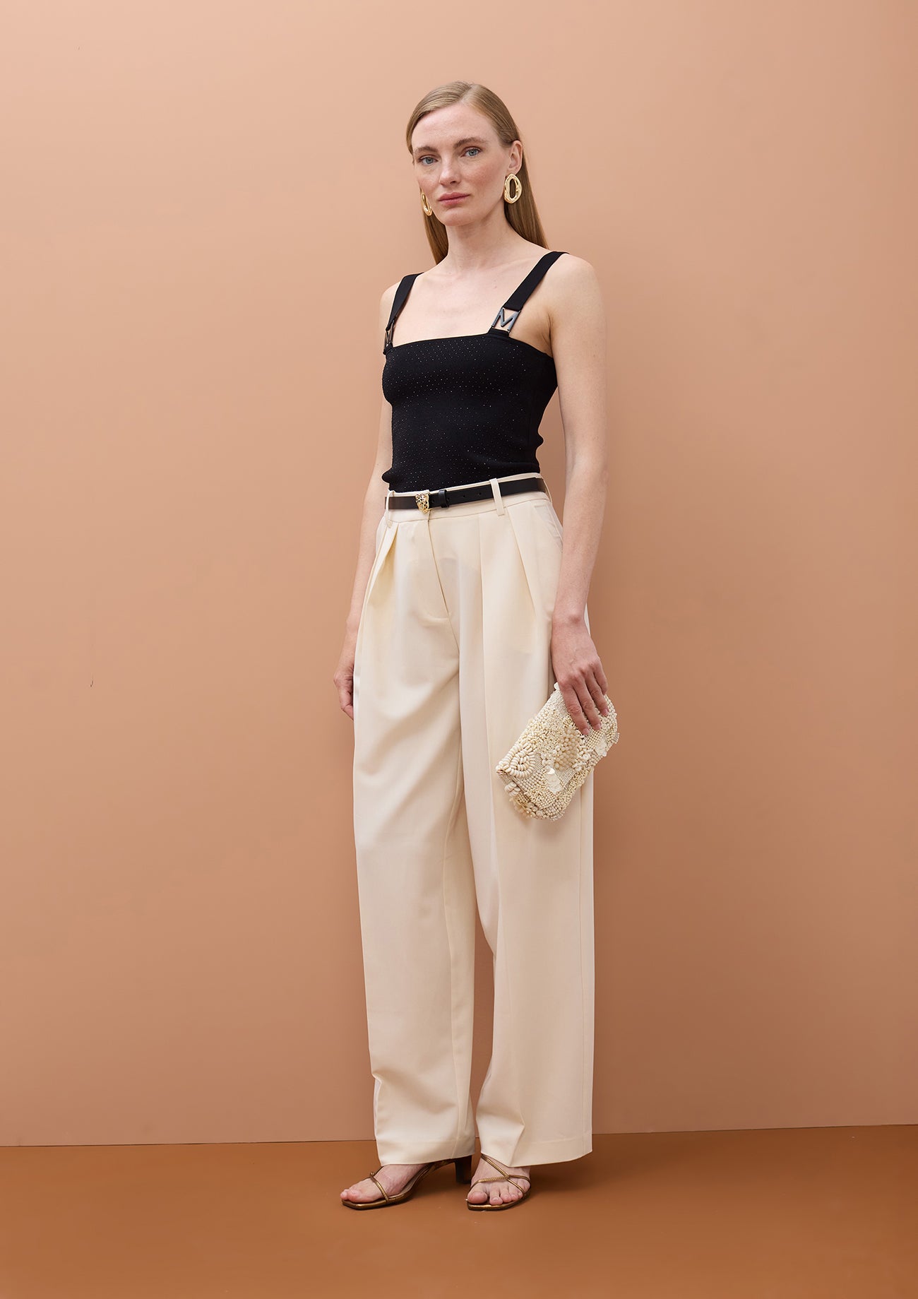 Strap Top with Strass and Buckle