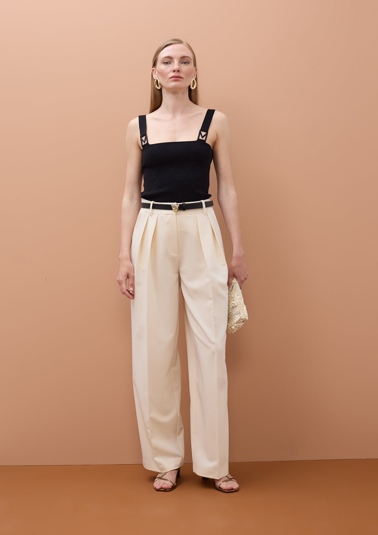Strap Top with Strass and Buckle