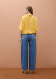 Satin Drop-Sleeve Shirt with 'Emes' Print