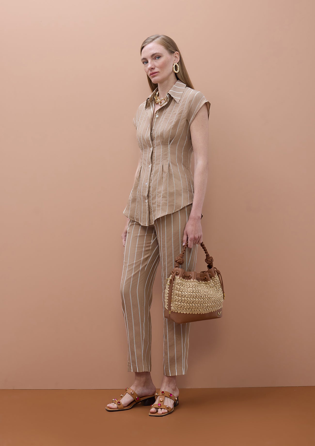 Short Sleeve Pinstriped Shirt