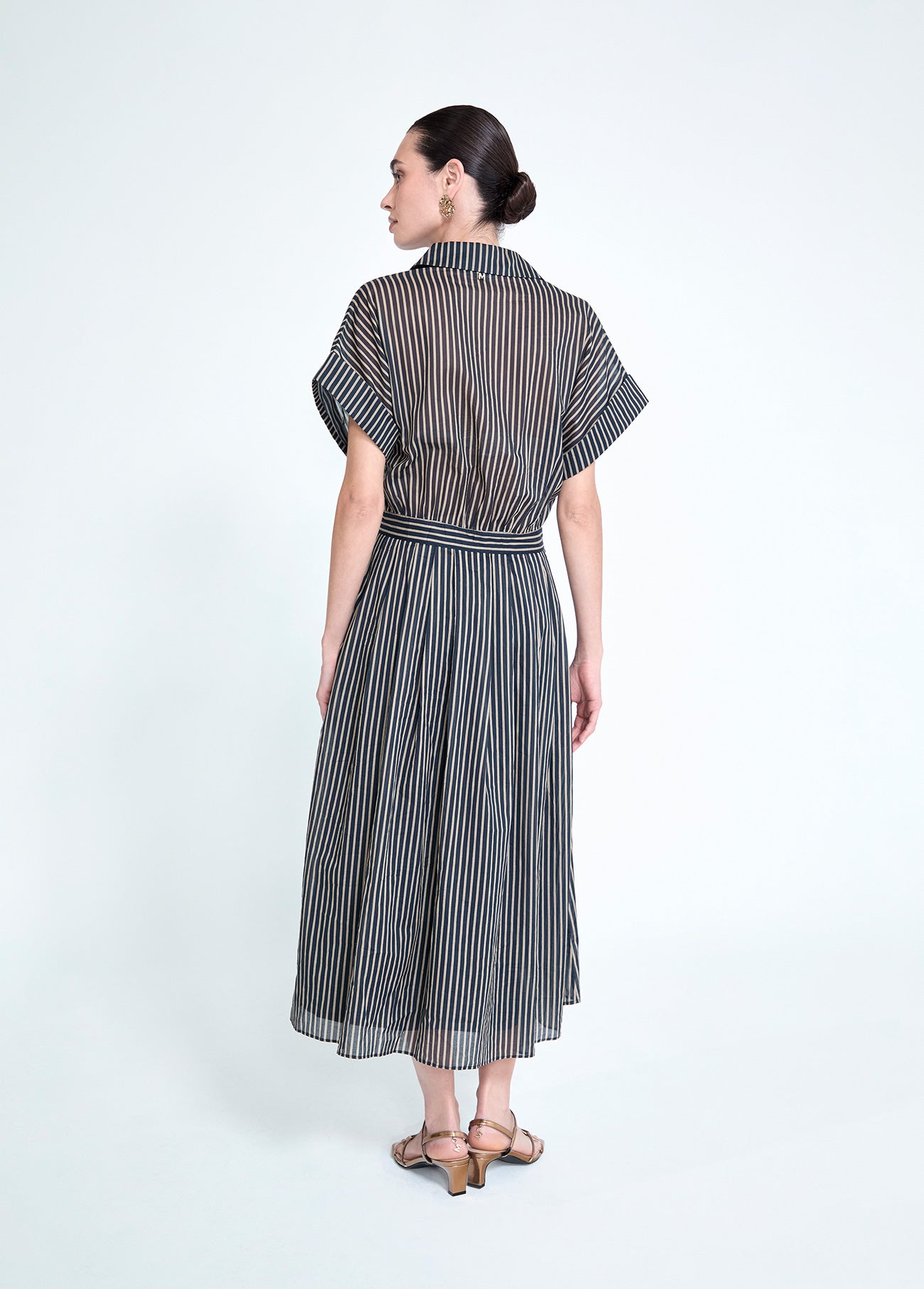 Striped Shirt Dress with Belt