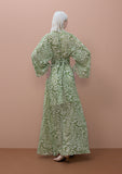 Long Dress Wide Sleeve Adjustable Belt Animal Print