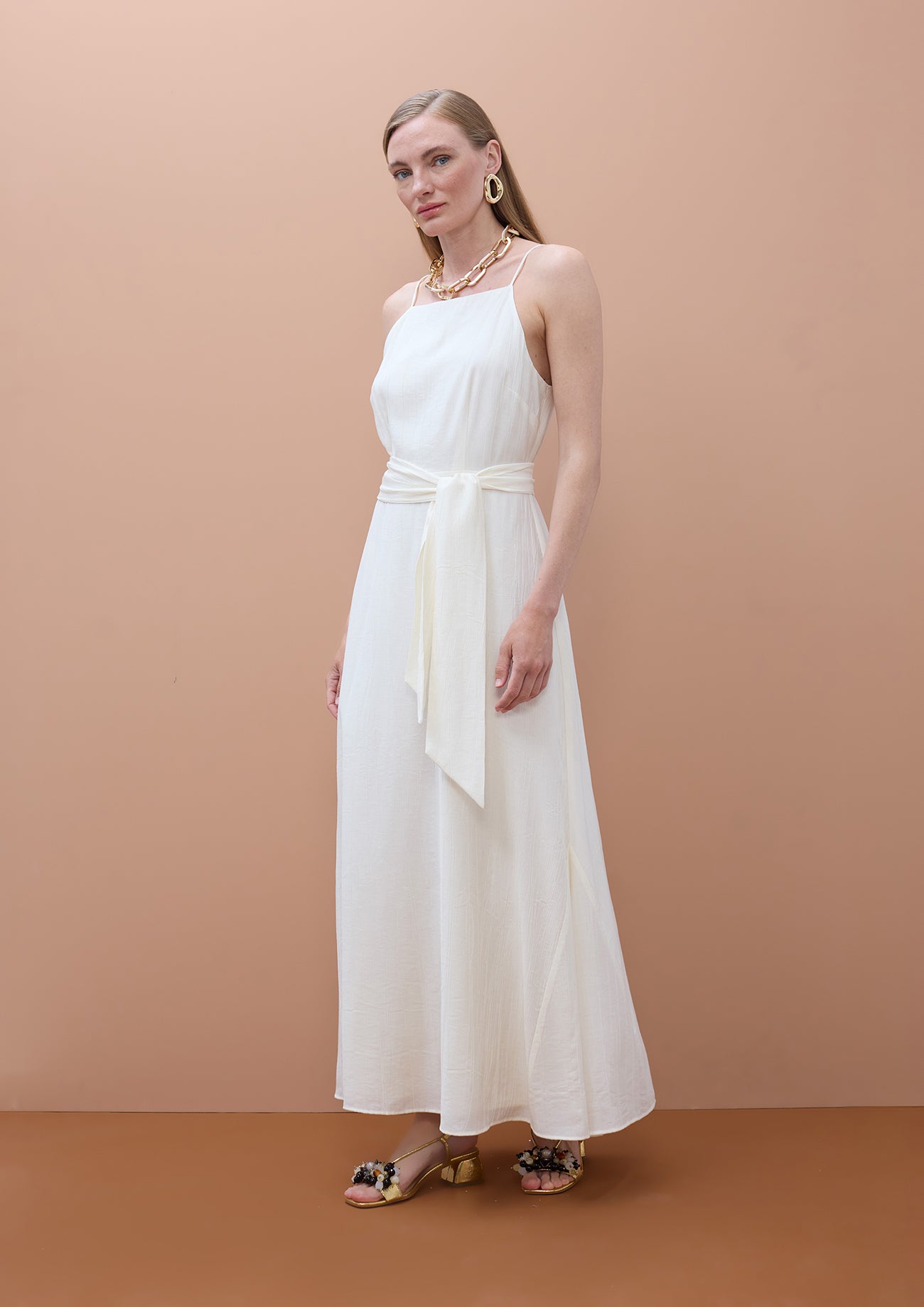 Thin Strap Straight Neckline Dress