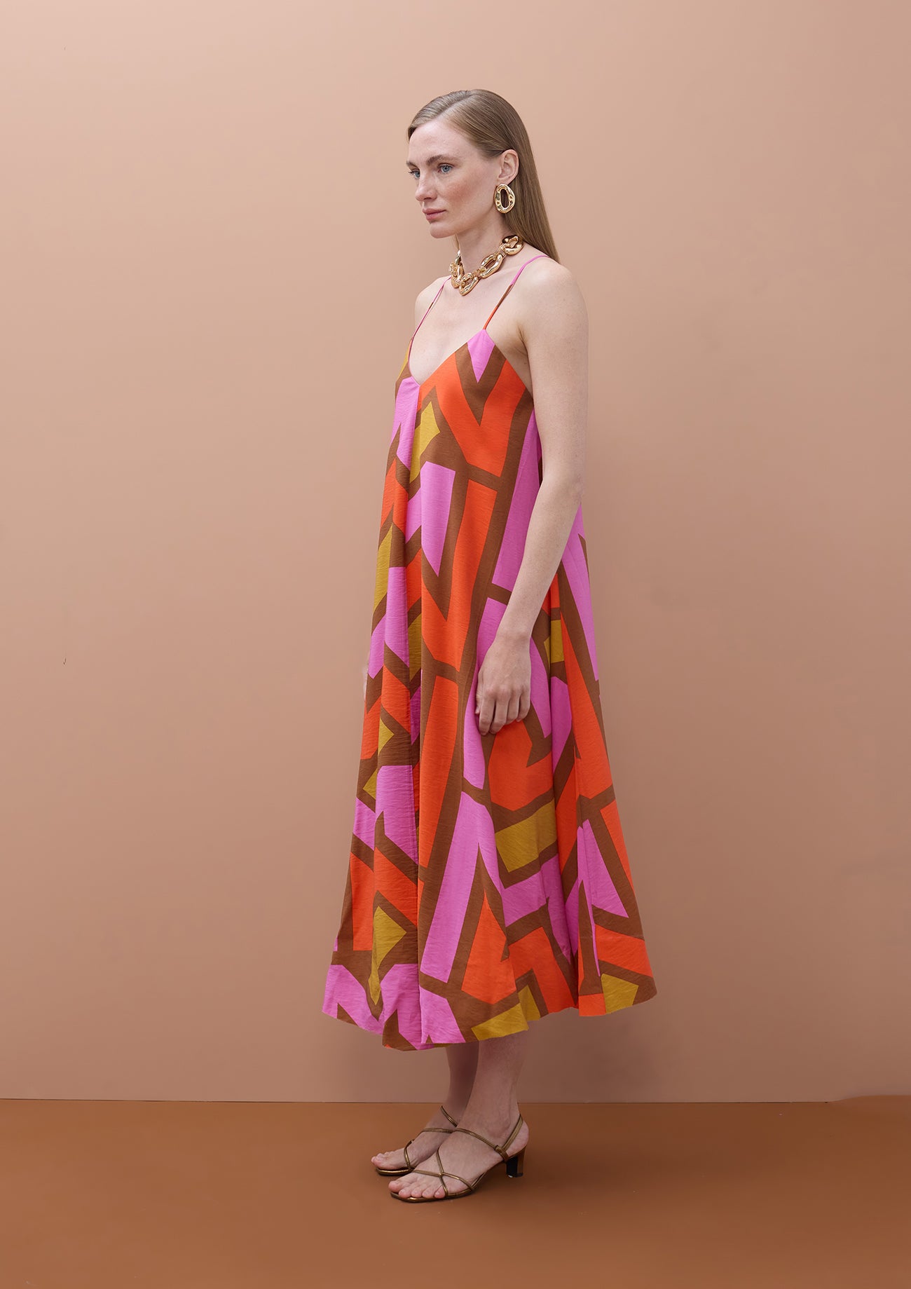 Strappy V-Neck Logo Dress