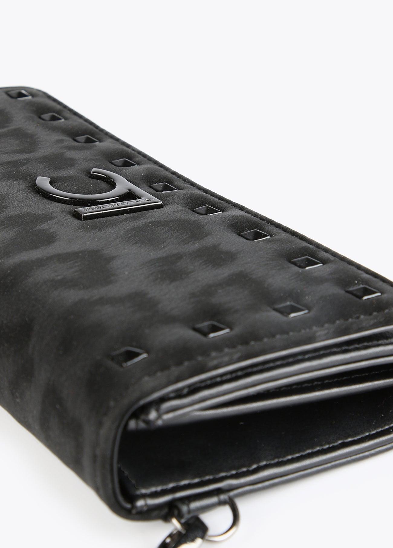 12405013-Neoprene and animal print wallet-Black