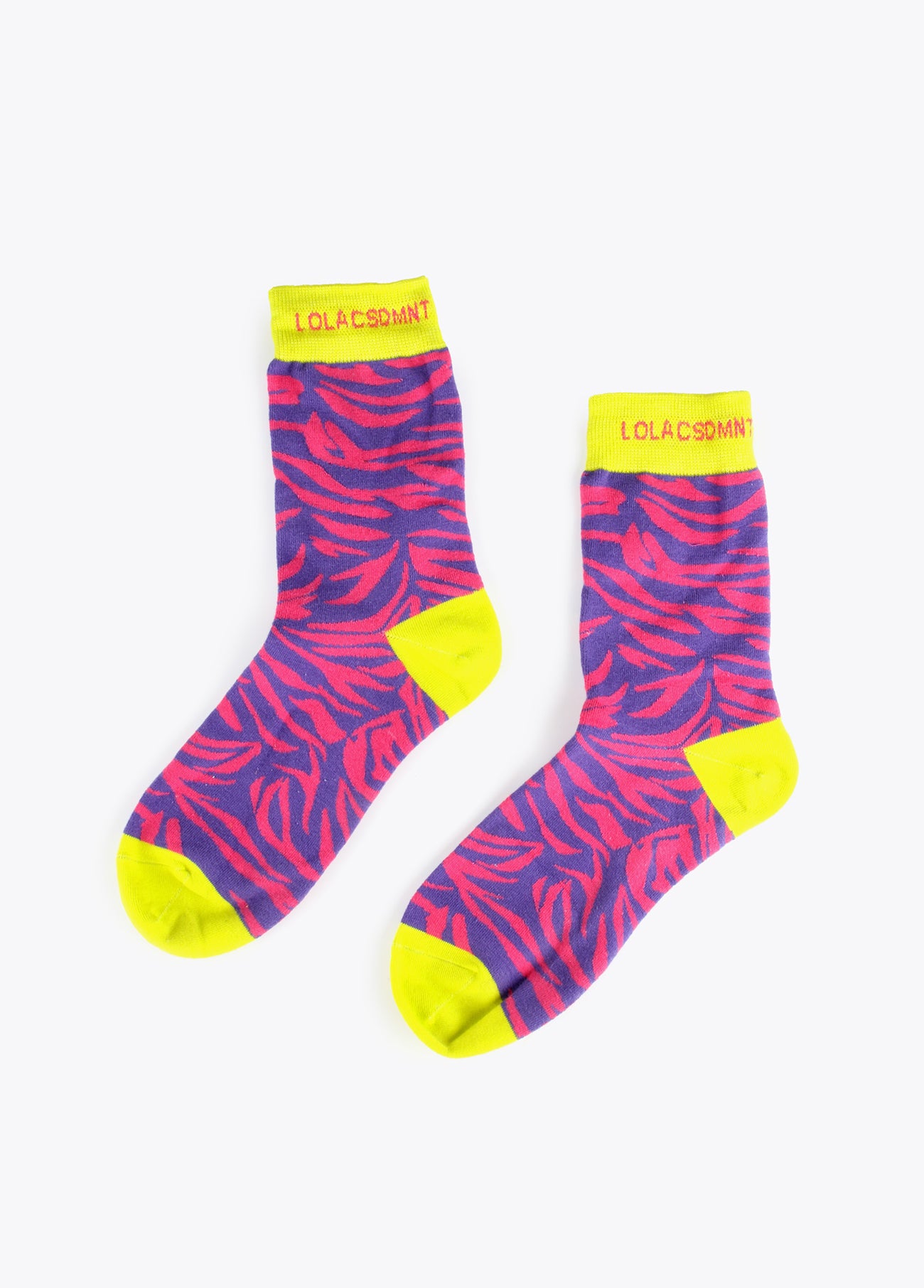 12406001-Set of 2 zebra and plain socks-Lime