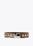 12407002-Animal print elastic belt with studs-Printed