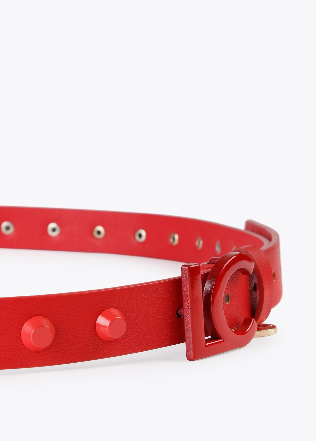 12407008-Flat studded belt-Red