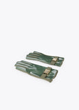 12409010-Patent leather buckle gloves-Green