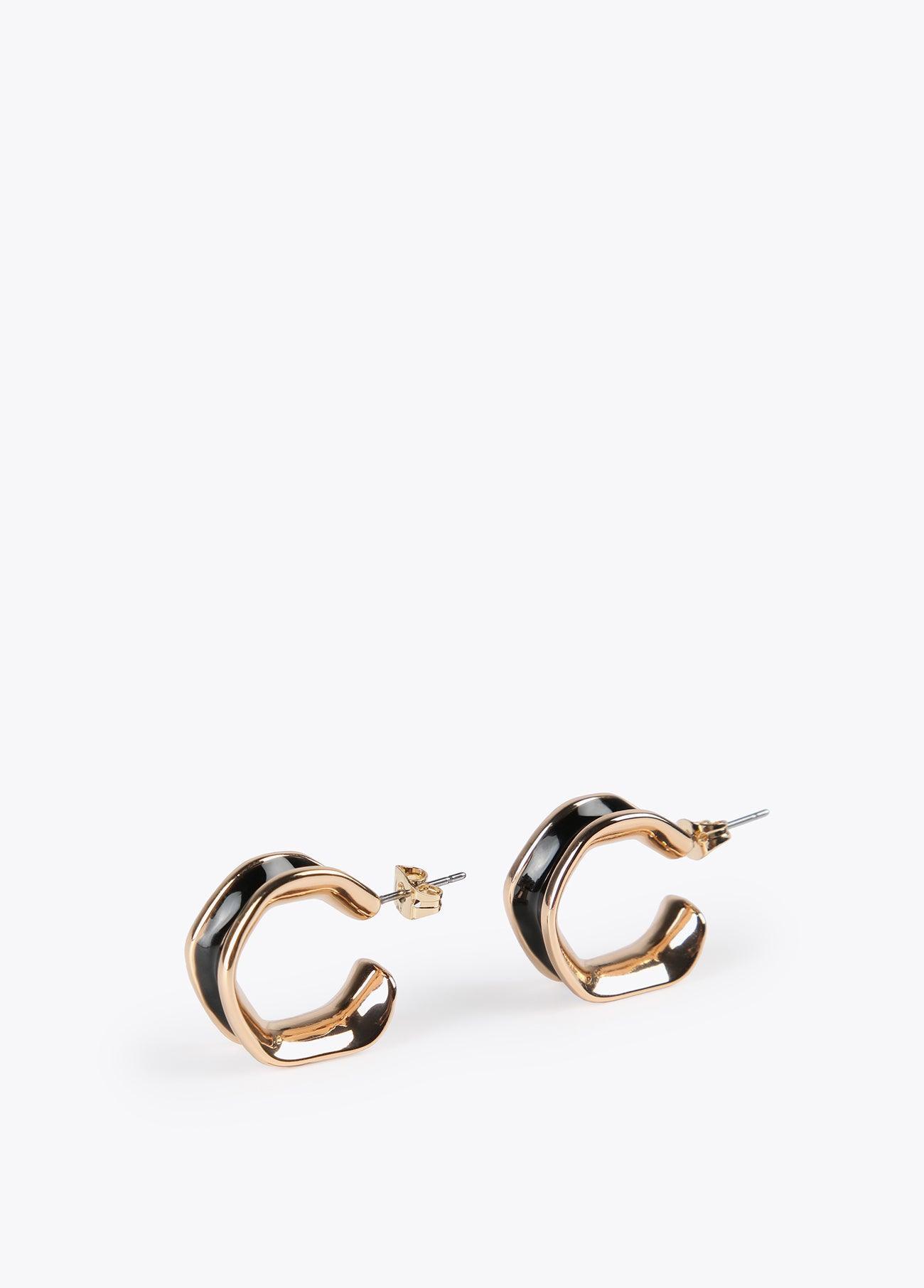 12410010-Irregular hoop earrings-Black