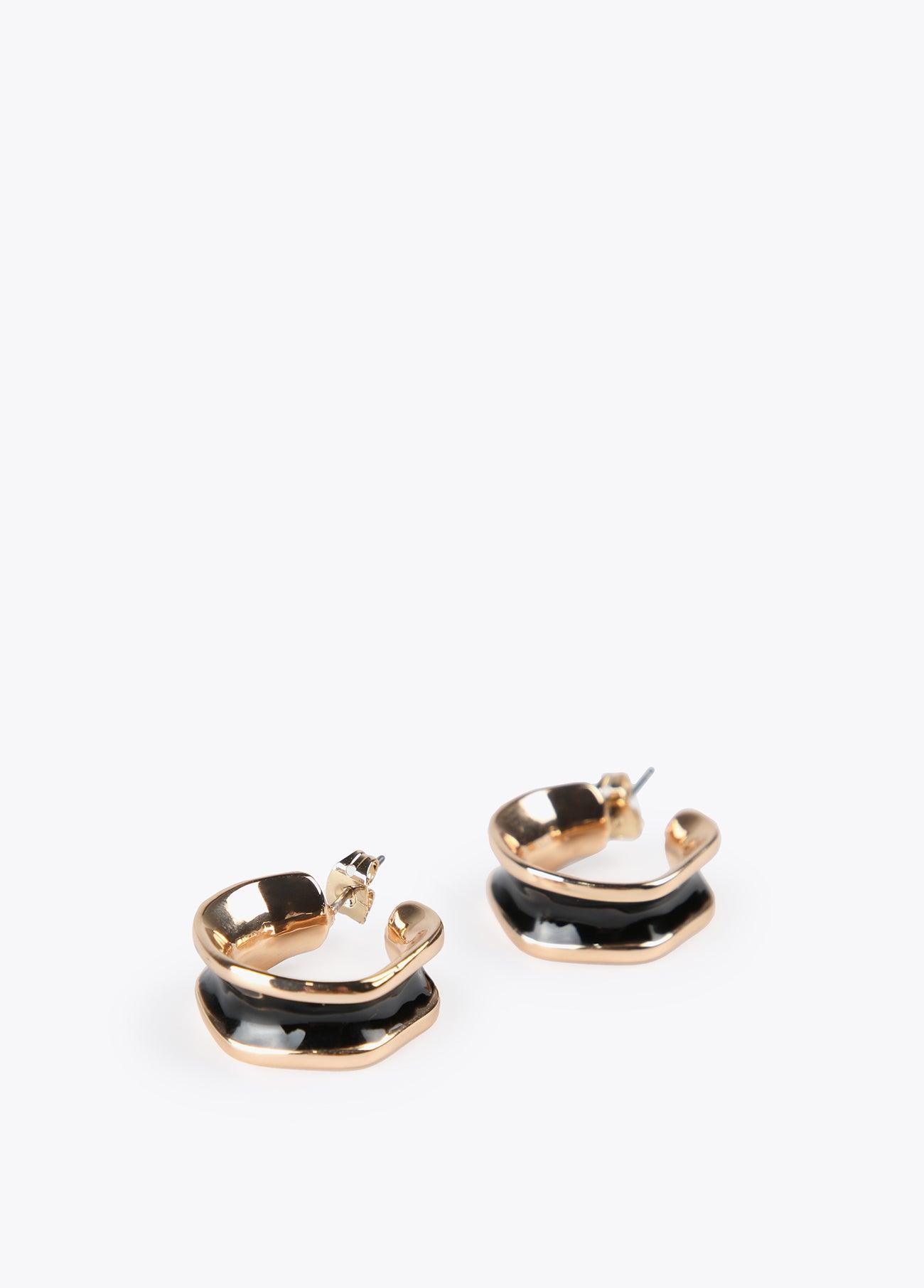 12410010-Irregular hoop earrings-Black