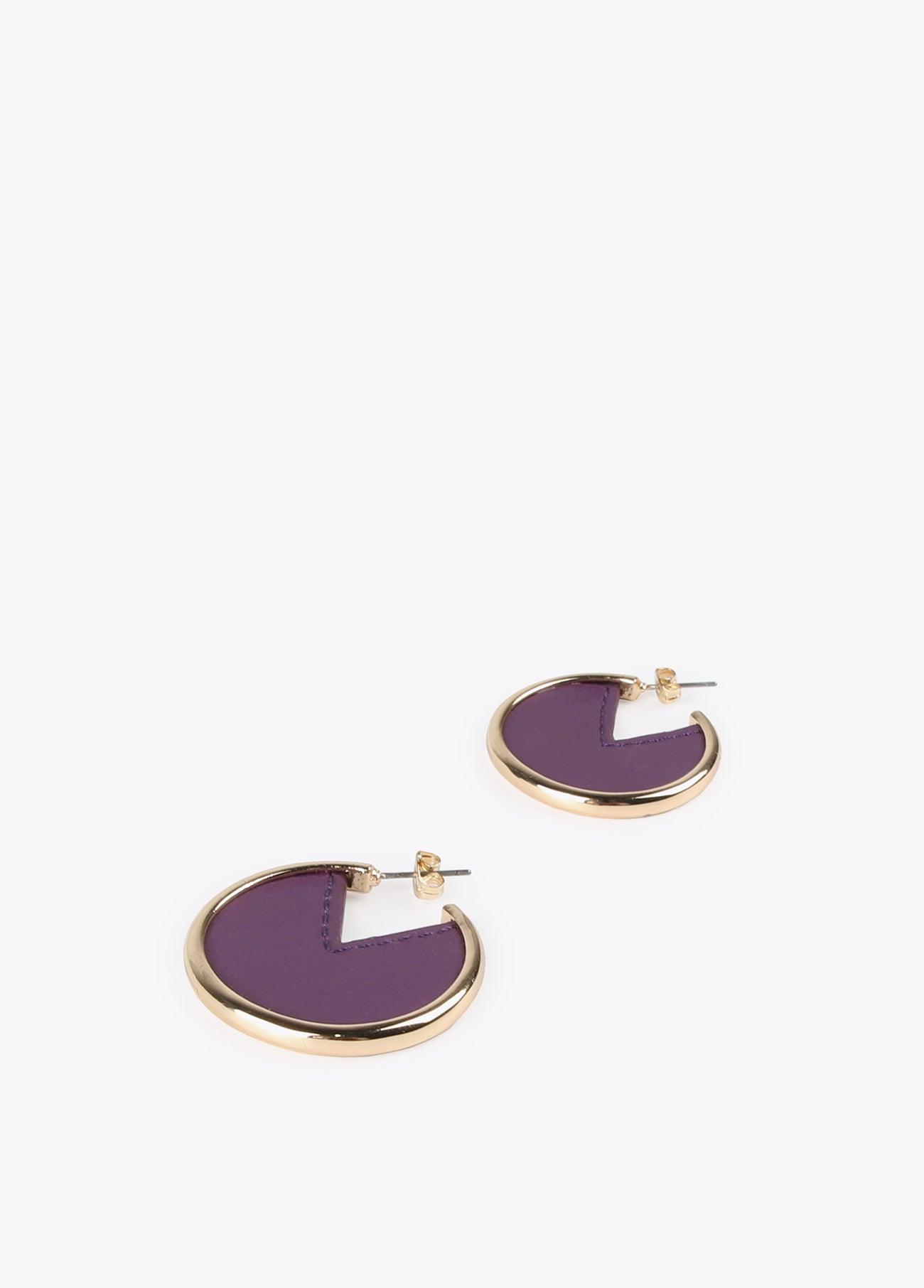 12410011-Faux leather hoop earrings-Lilac