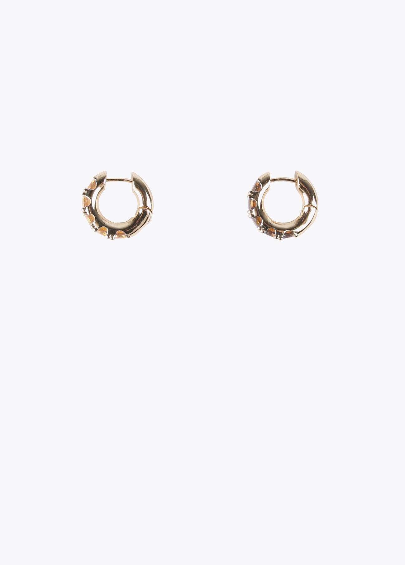 12410013-Hoop earrings with inset crystals-Beige