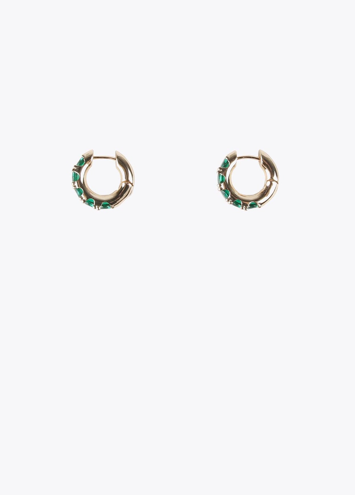 12410013-Hoop earrings with inset crystals-Green