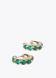 12410013-Hoop earrings with inset crystals-Green