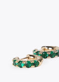 12410013-Hoop earrings with inset crystals-Green