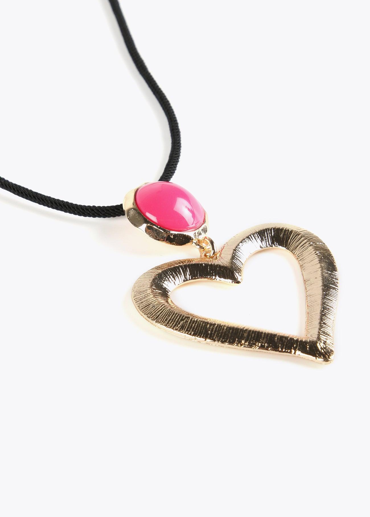 12411009-Heart necklace-Fuchsia