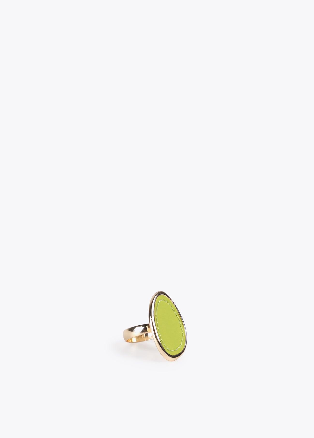 12412003-Gold ring with faux leather-Lime