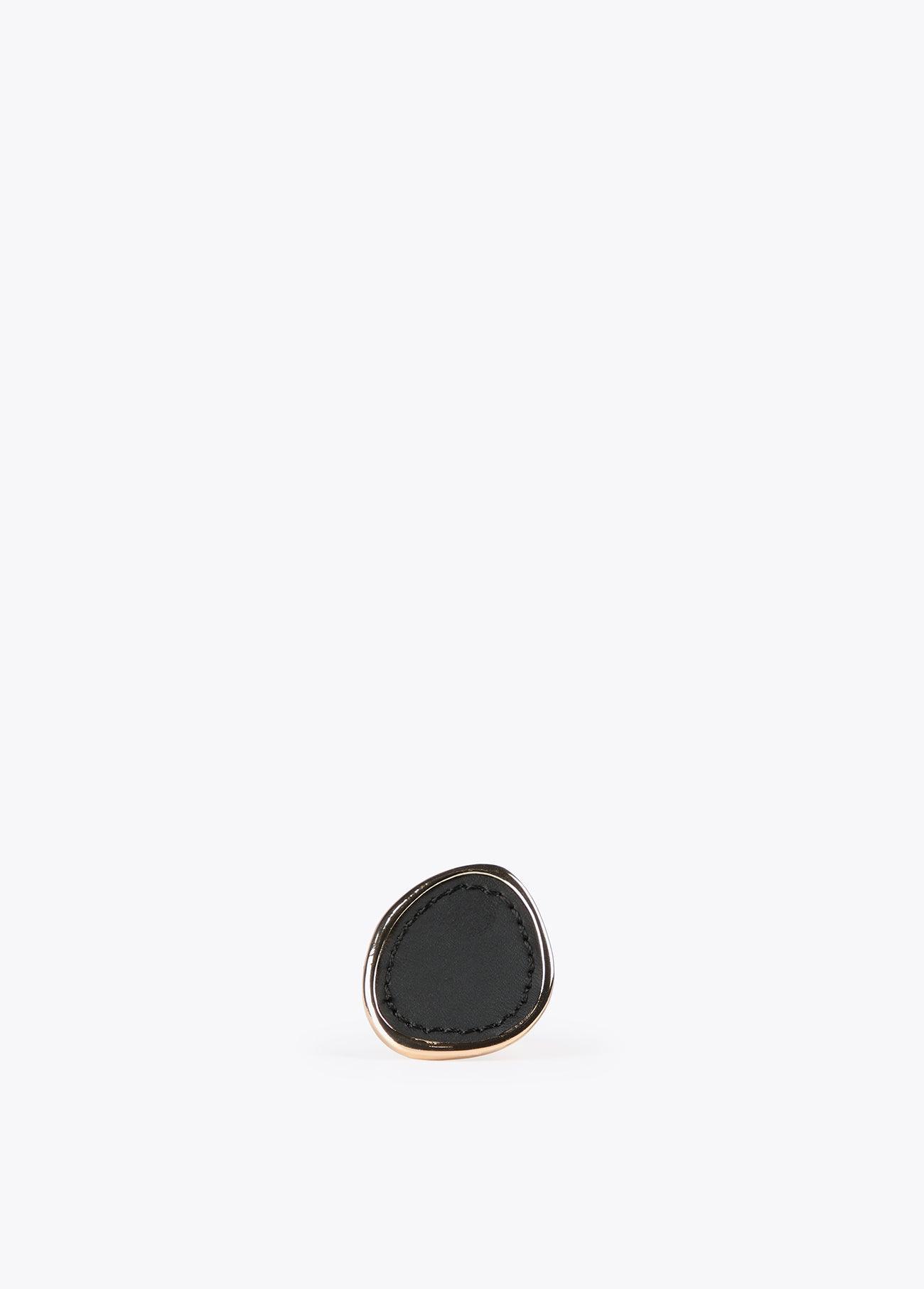 12412003-Gold ring with faux leather-Black