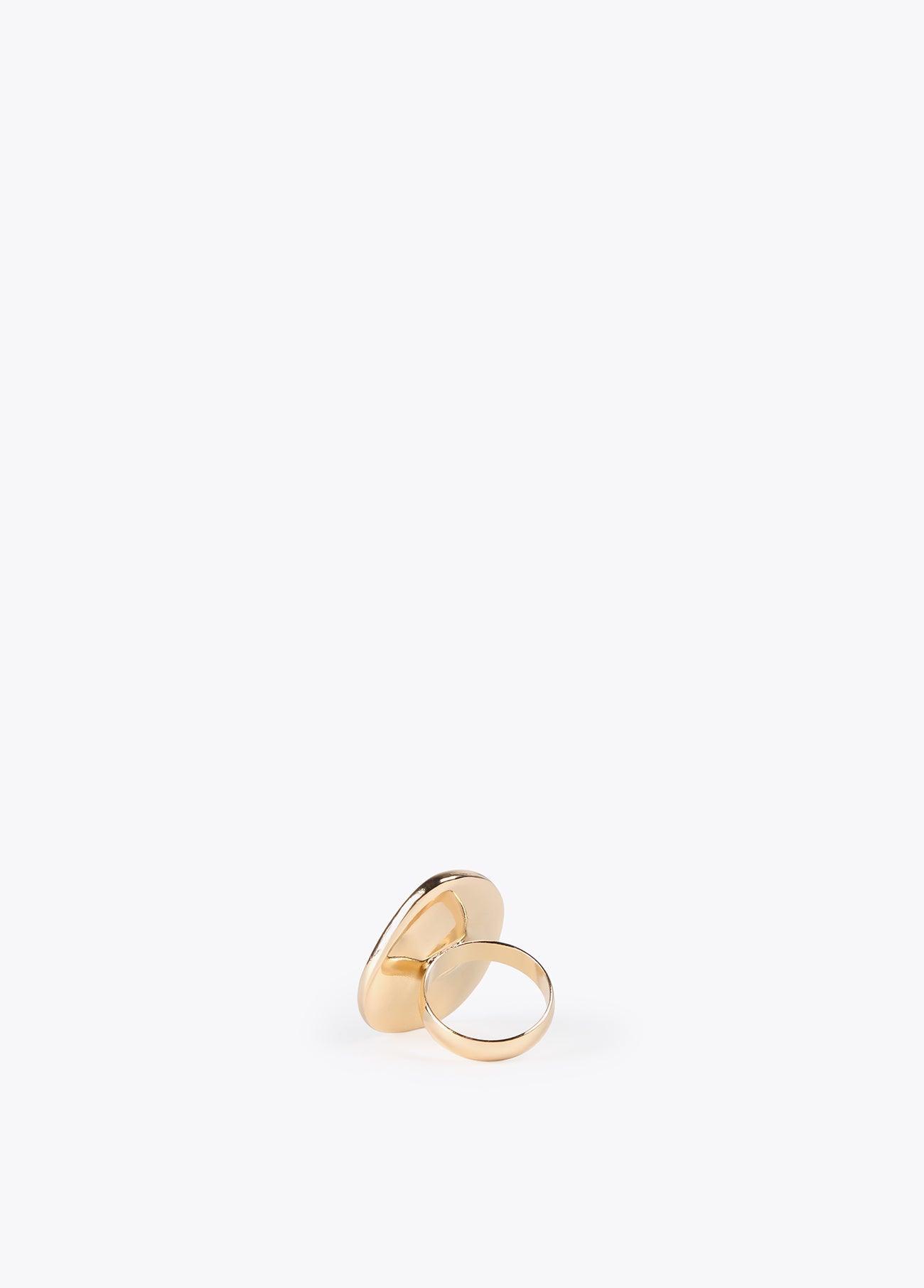 12412003-Gold ring with faux leather-Black