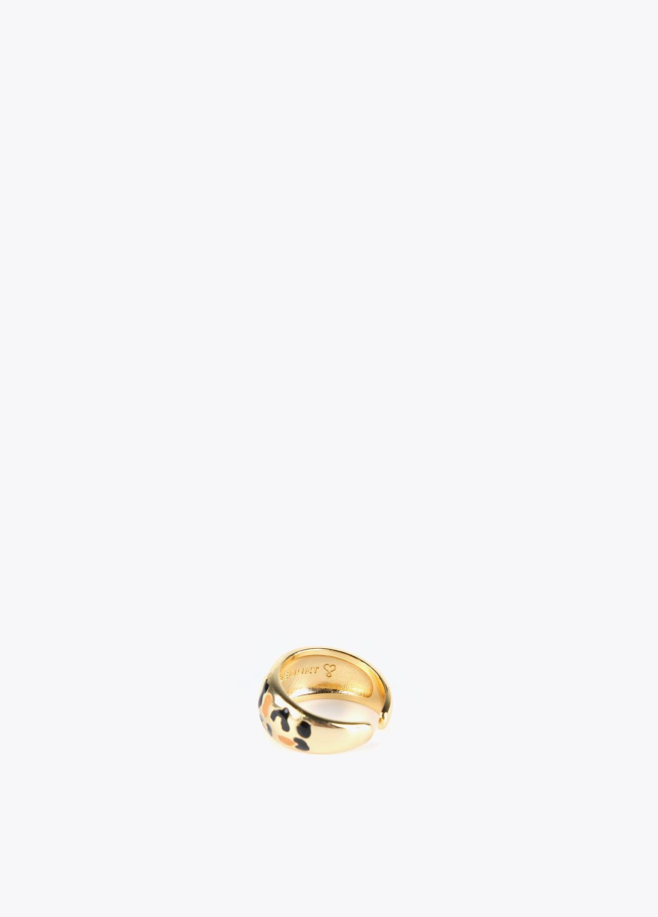 12412004-Gold and animal print ring-Printed