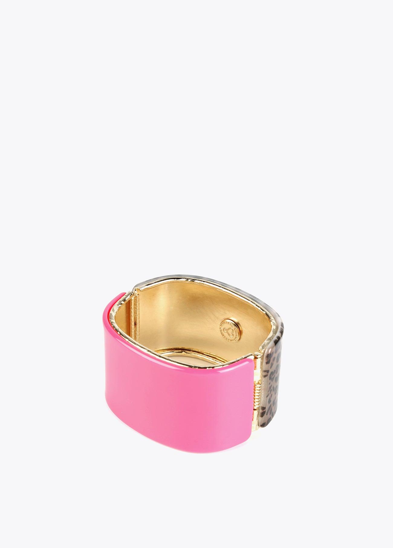 12413011-Contrast animal print bracelet-Fuchsia