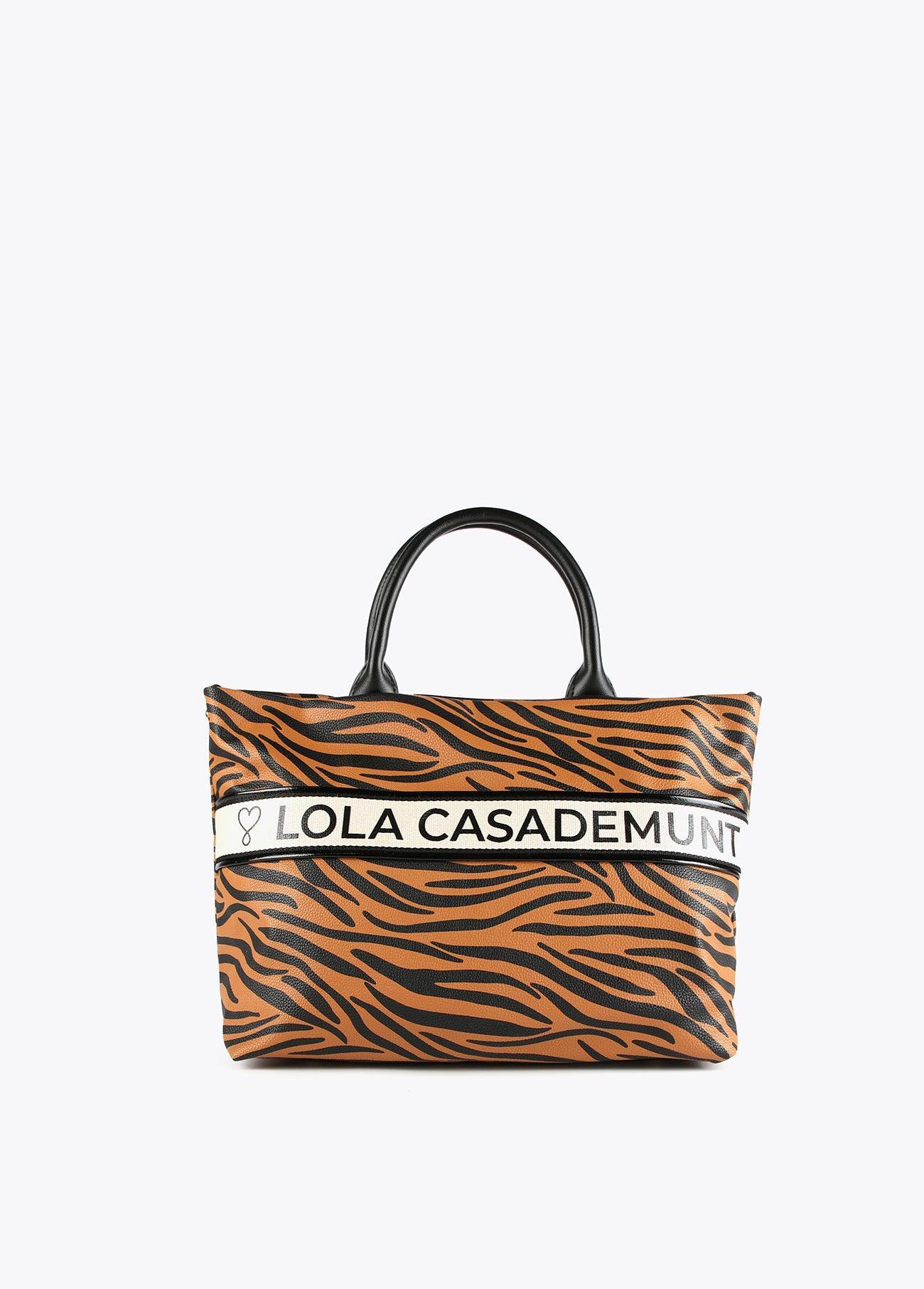 12419006-Animal zebra print bowling bag-Brown