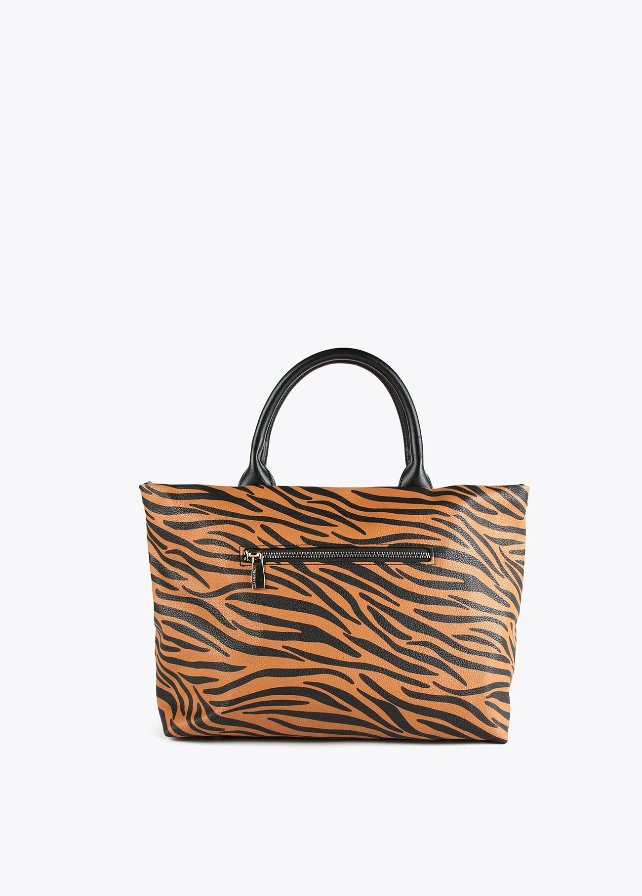 12419006-Animal zebra print bowling bag-Brown