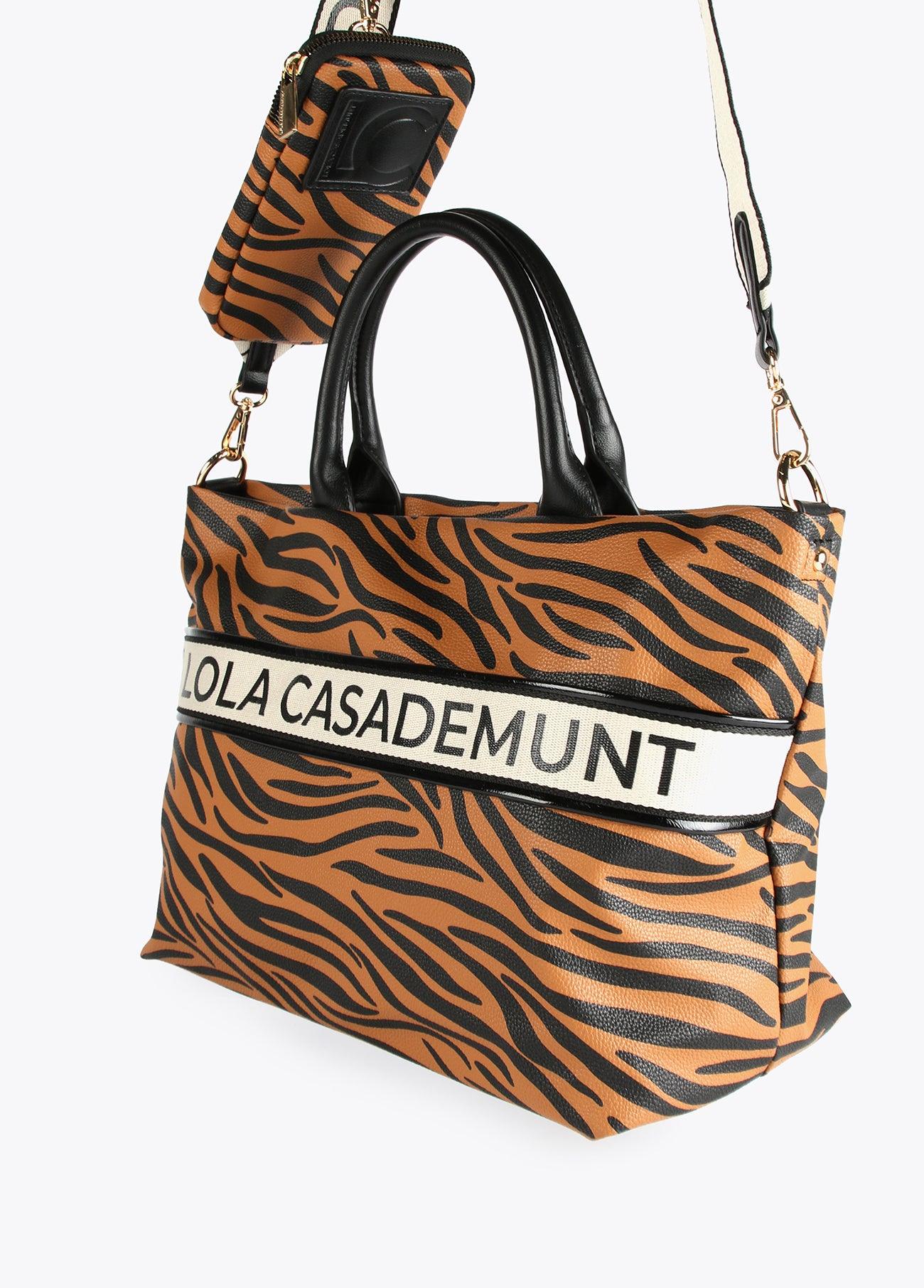 12419006-Animal zebra print bowling bag-Brown