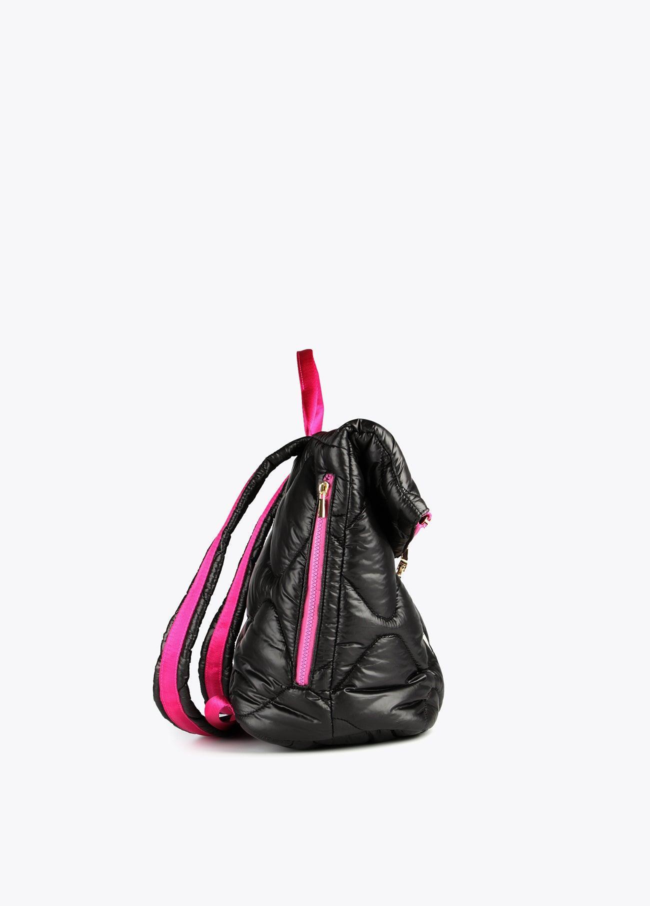 12425002-Quilted backpack with fuchsia piping-Black